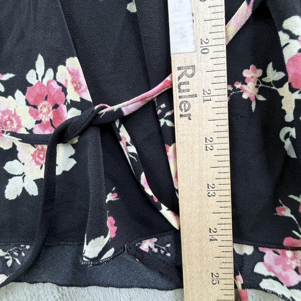 Tomorrow's Mother Top Womens Large Black Floral Maternity Nursing Wrap Blouse - Picture 12 of 14